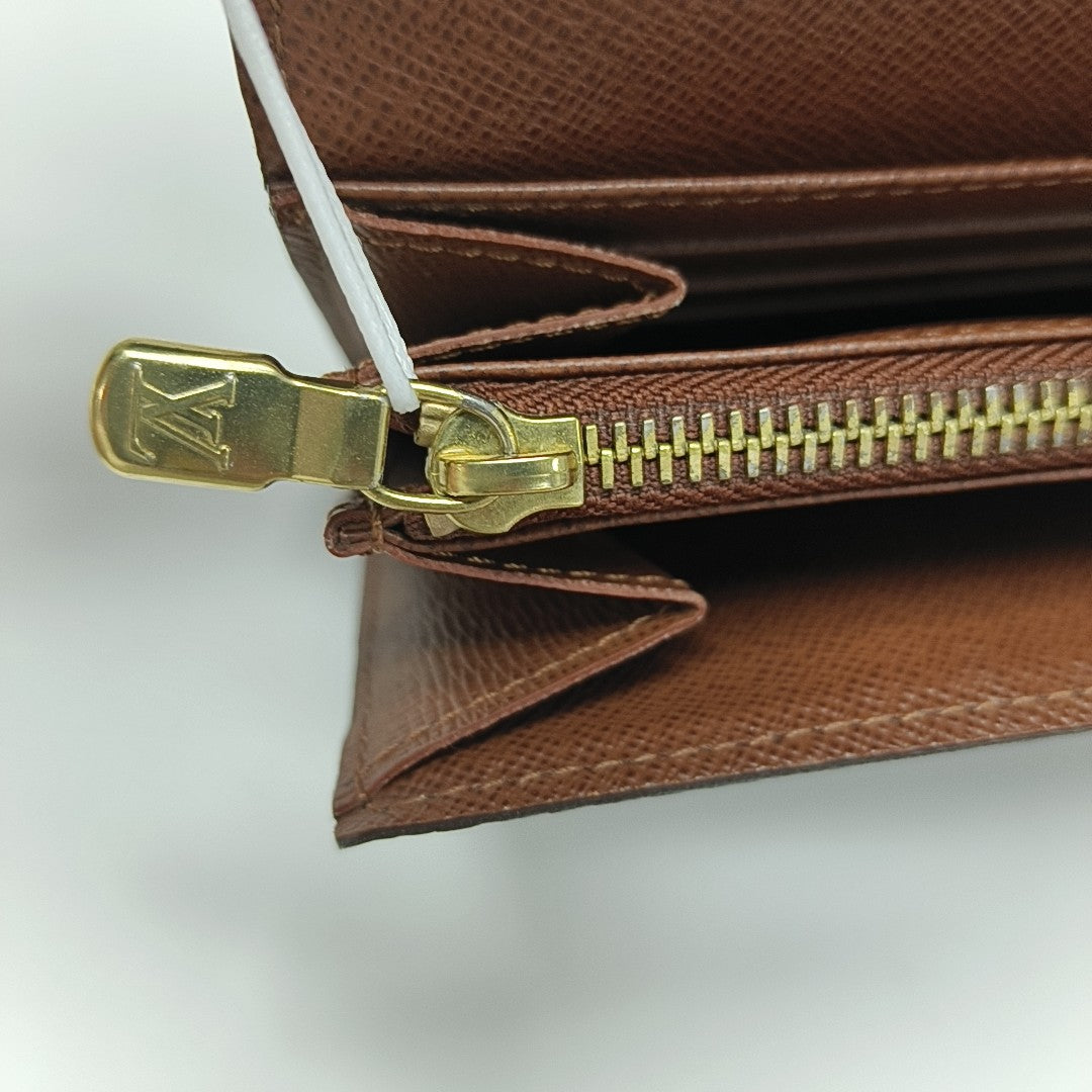 PORTE MONNAIE Monogram Coated Canvas Brown Wallet