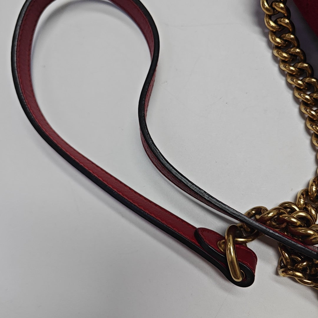 GG Marmont Small Quilted Velvet Red