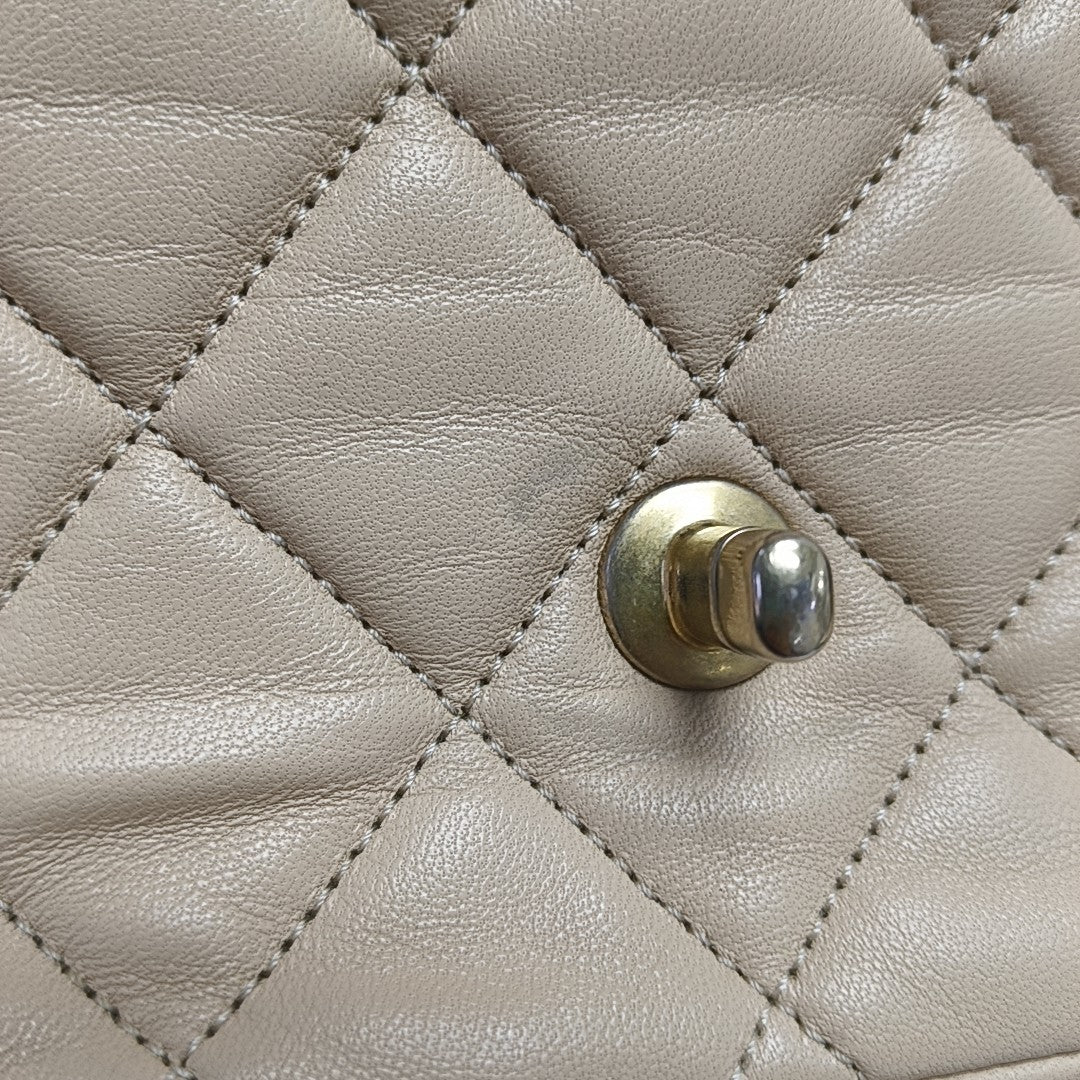 Quilted Lambskin Shoulder Bag Beige