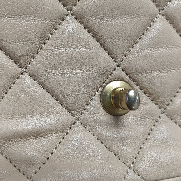 Quilted Lambskin Shoulder Bag Beige