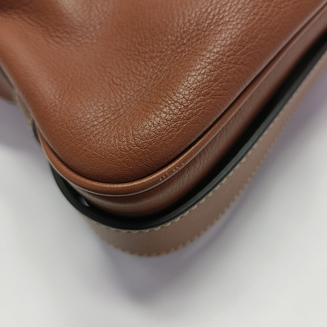 Calfskin Top Handle Bag Brown