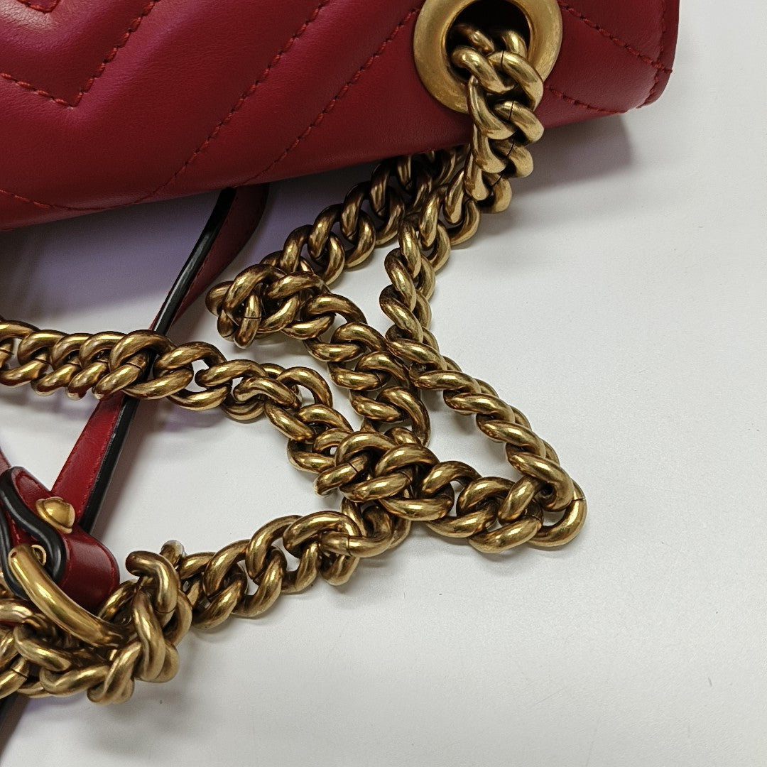 GG Marmont Small Quilted Calfskin Red