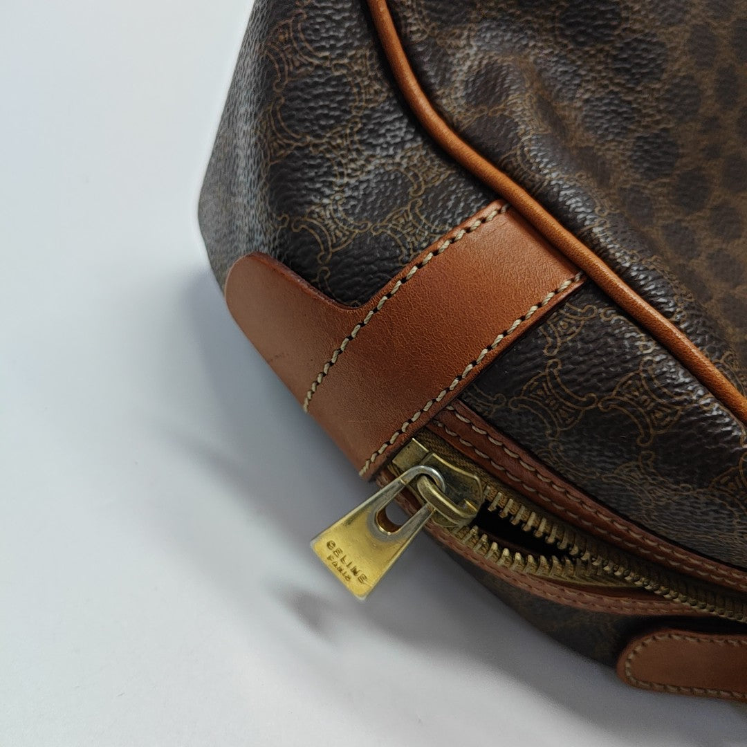 Coated Canvas Top Handle Bag Brown