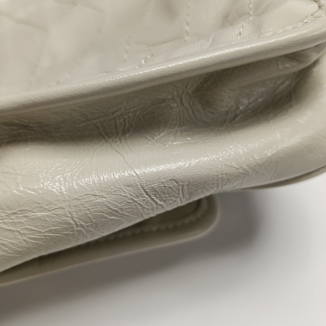 NIKI Small Chevron Calfskin White