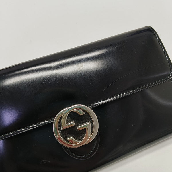 Interlocking G Small Calfskin Black Wallet