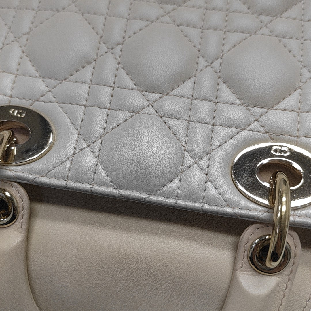 Lady Dior Mini Cannage Lambskin Beige