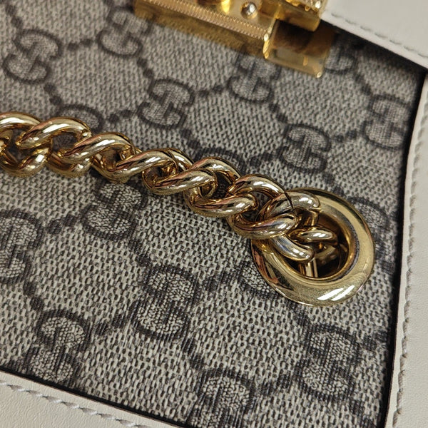 Padlock Small Monogram Coated Canvas Beige