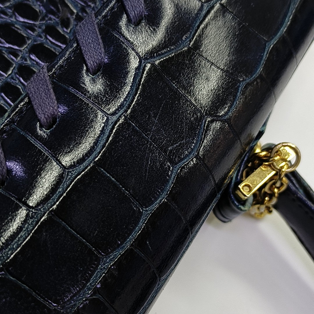 Calfskin Top Handle Bag Blue