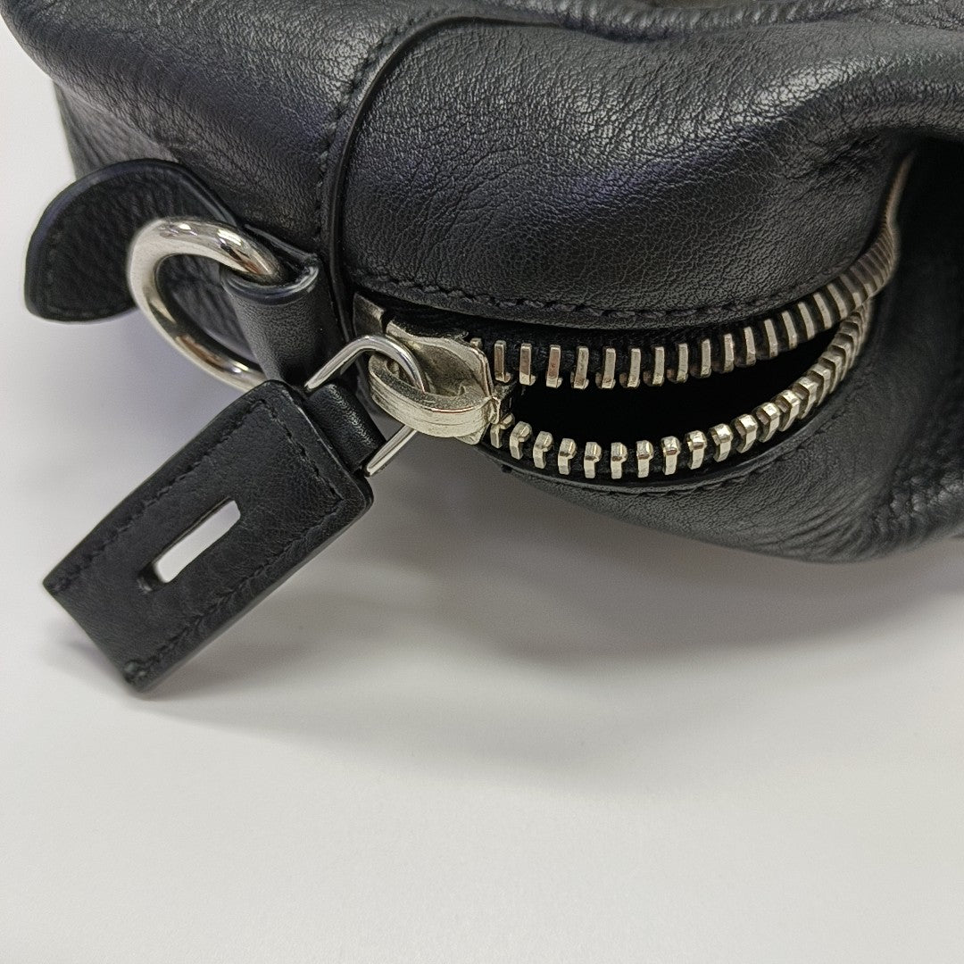 Calfskin Top Handle Bag Black