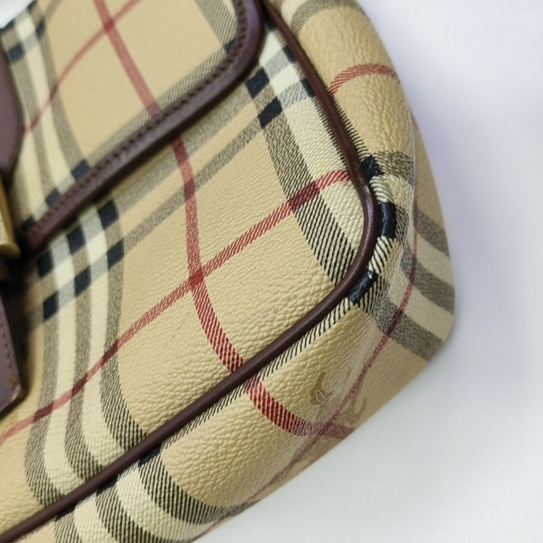 Coated Canvas Shoulder Bag Beige