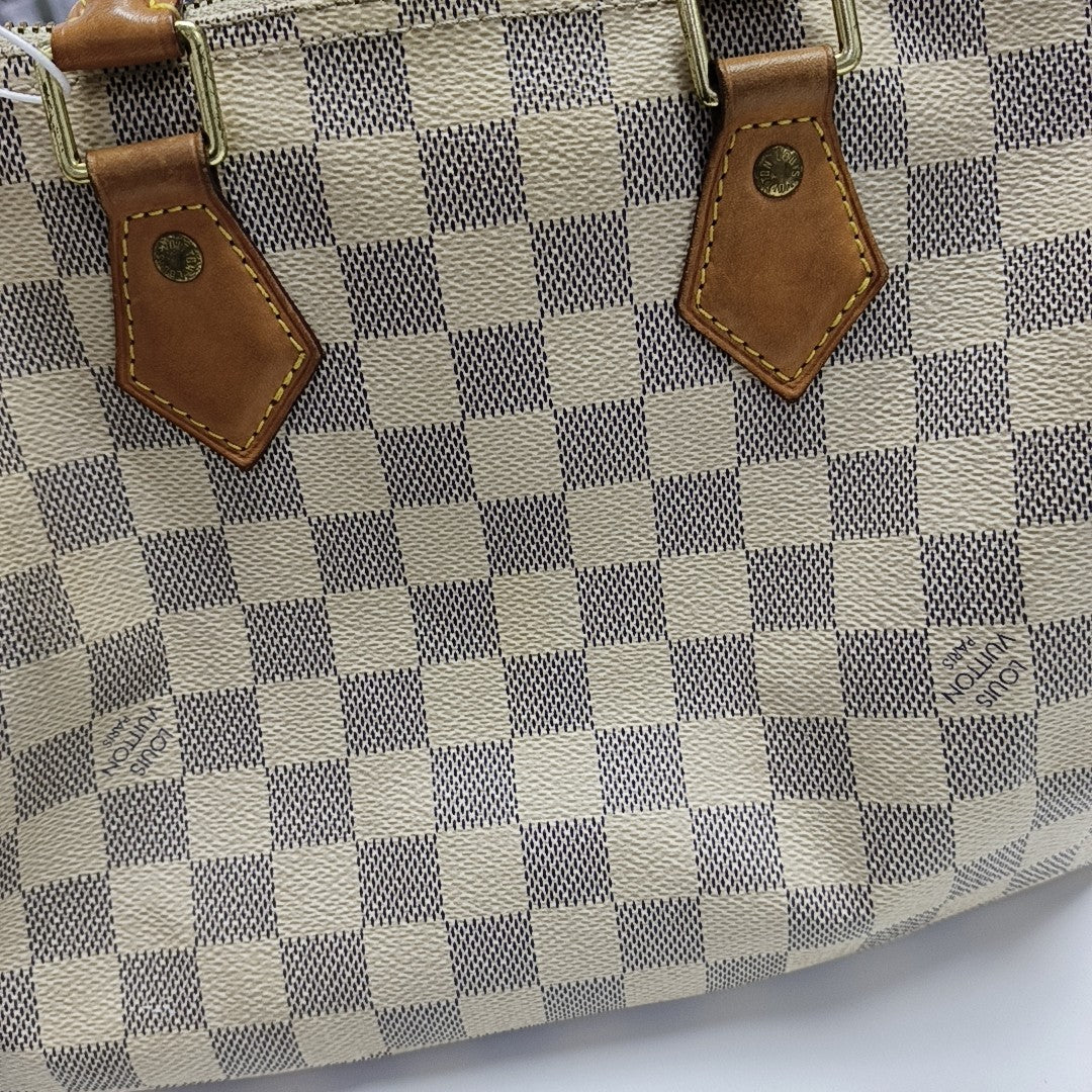SPEEDY 25 Damier Azur Coated Canvas White