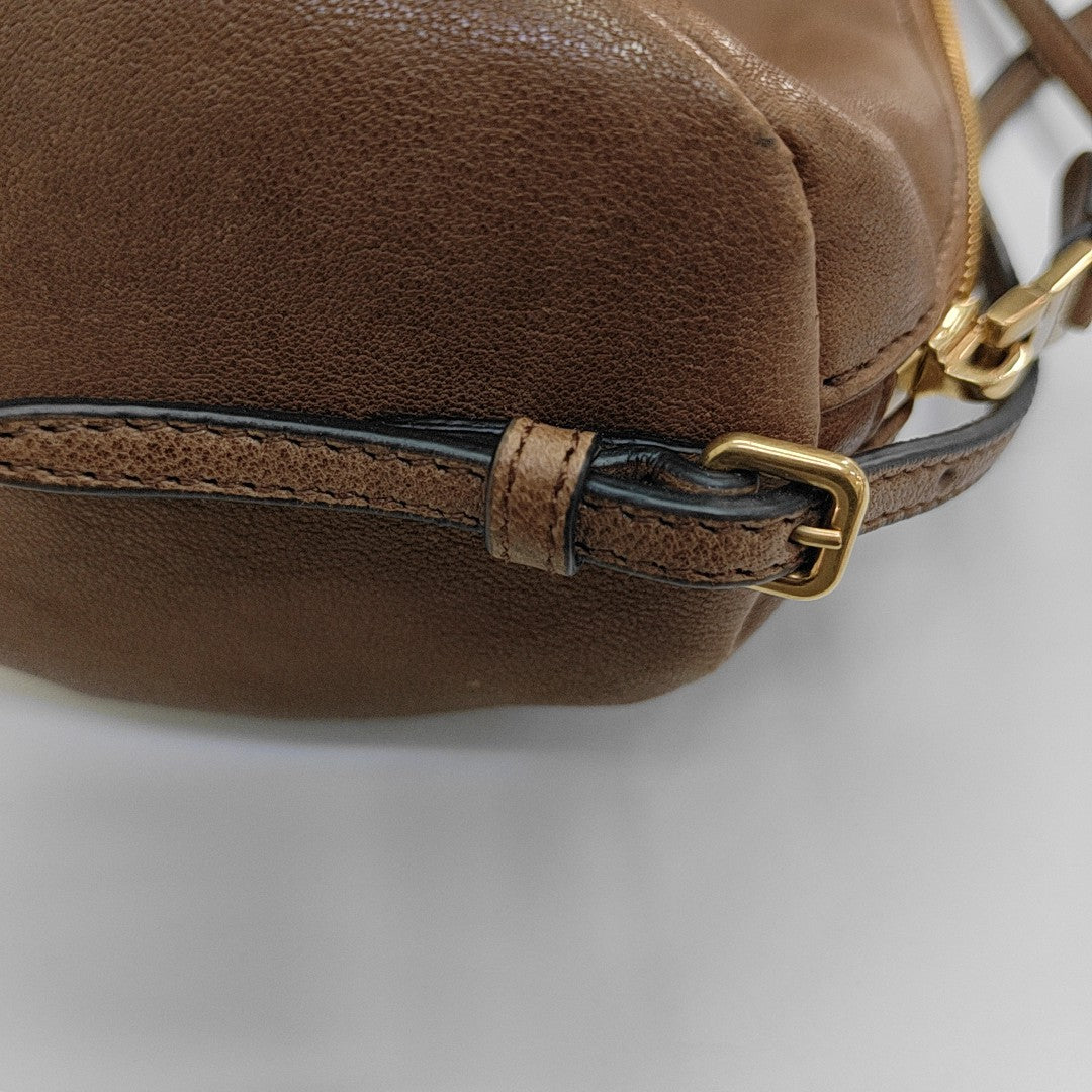 Lambskin Top Handle Bag Brown