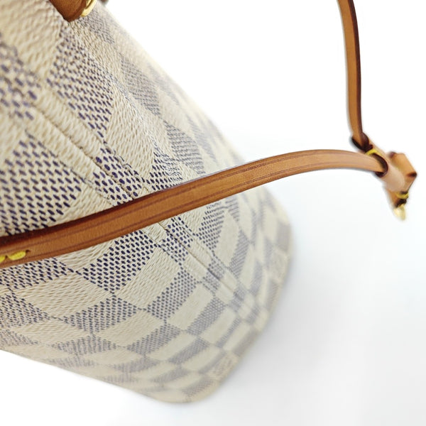 NEVERFULL PM Lona revestida Damier Azur Blanca