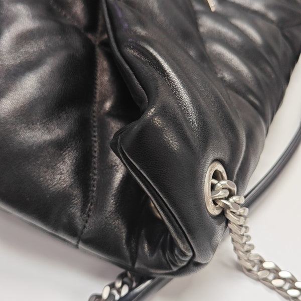 PUFFER Medium Chevron Lambskin Black