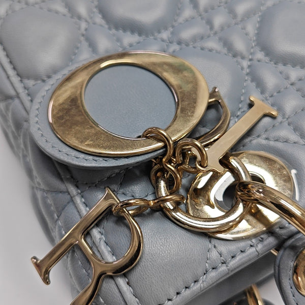 Lady Dior Small Cannage Lambskin Blue