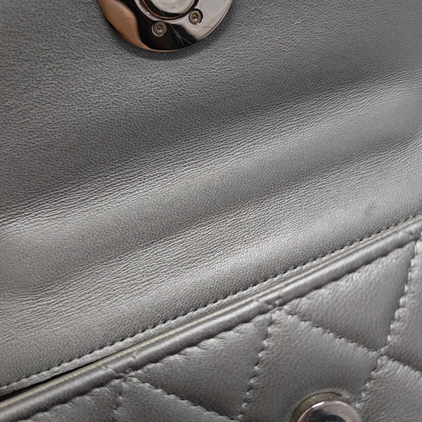 Quilted Lambskin Shoulder Bag Silver