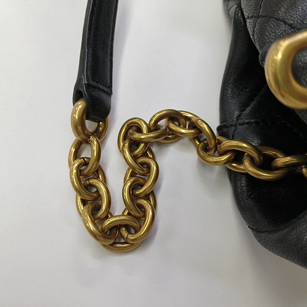Quilted Lambskin Bucket Bag Black