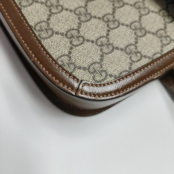 Horsebit 1955 Medium Monogram Coated Canvas Beige