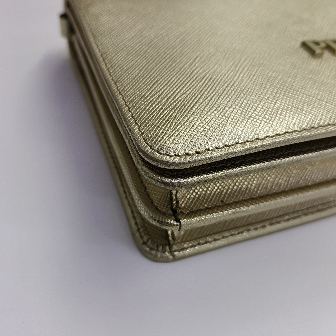 Saffiano Calfskin Shoulder Bag Gold