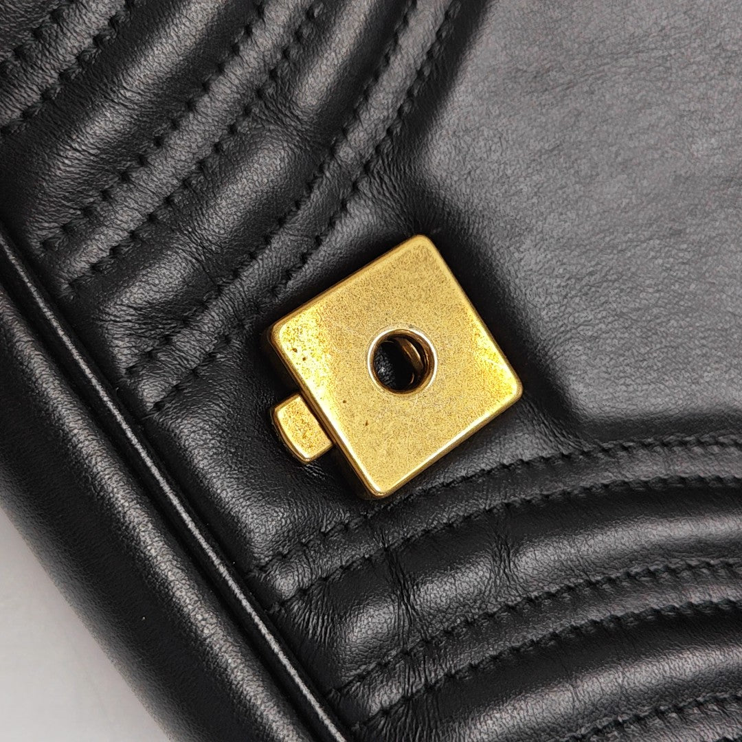GG Marmont Medium Quilted Calfskin Black