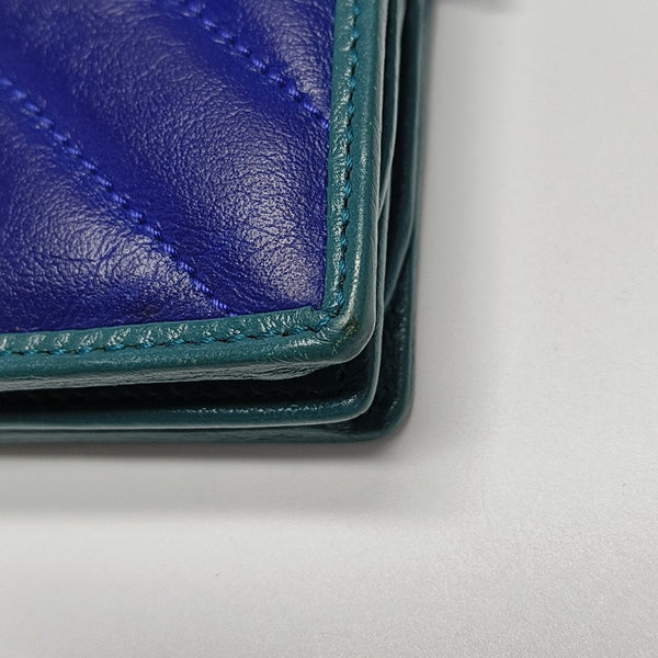 GG Marmont Mini Quilted Calfskin Blue Wallet