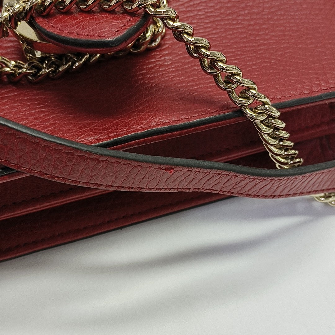 Interlocking G Small Calfskin Red
