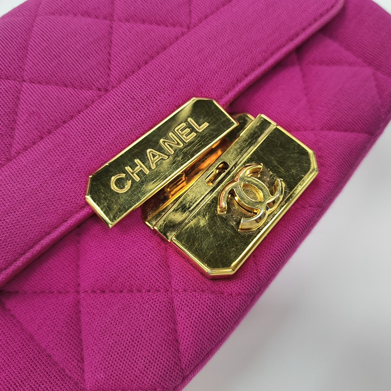 Quilted Fabric Shoulder Bag Pink