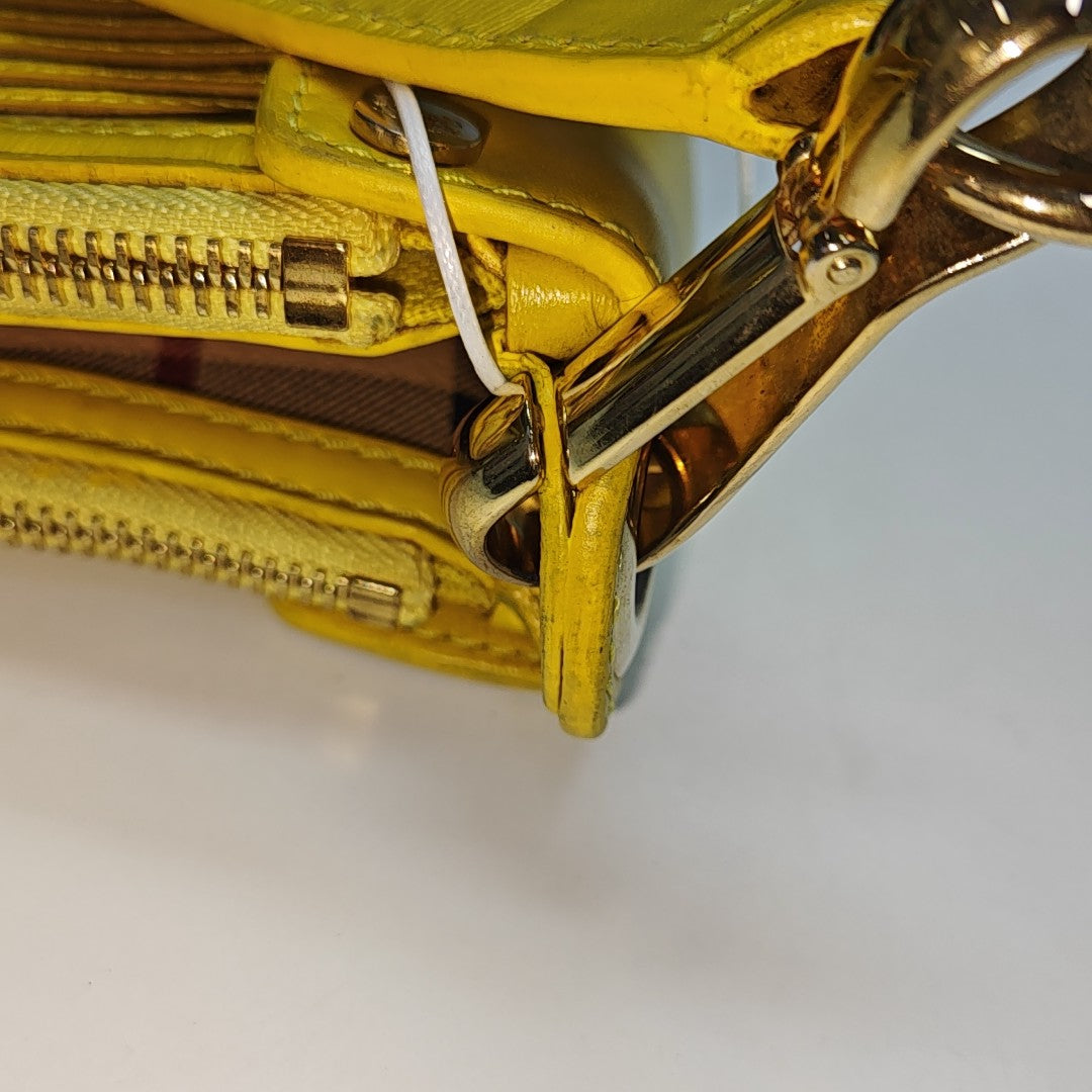 Coated Canvas Top Handle Bag Yellow