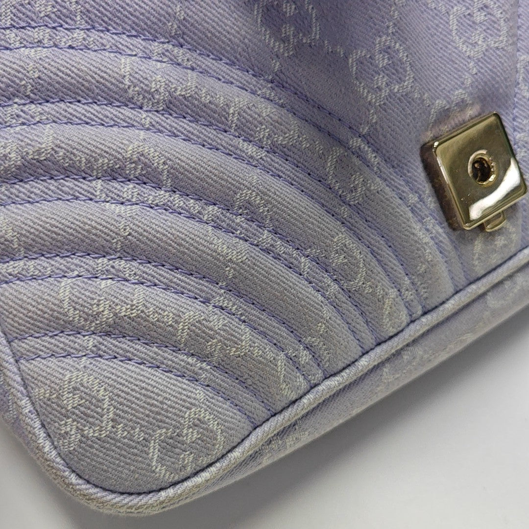 GG Marmont Medium Quilted Denim Purple