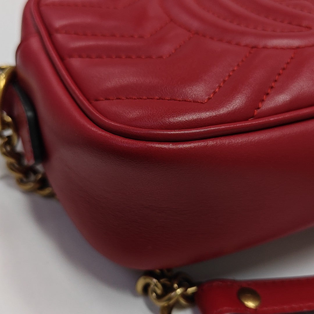 GG Marmont Super Mini Quilted Calfskin Red