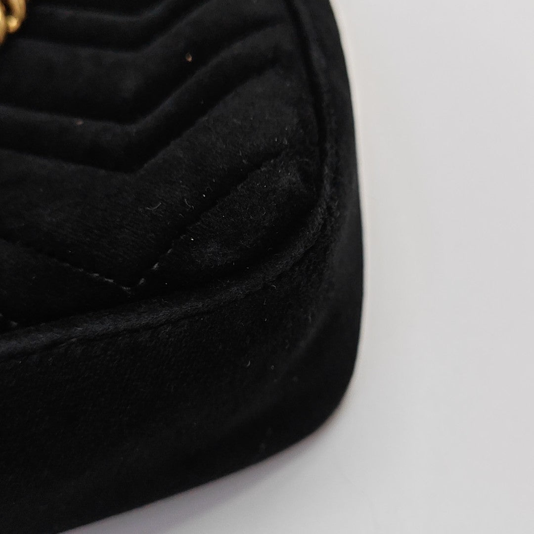 GG Marmont Large Quilted Velvet Black