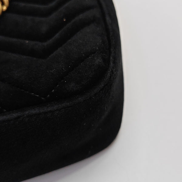 GG Marmont Large Quilted Velvet Black
