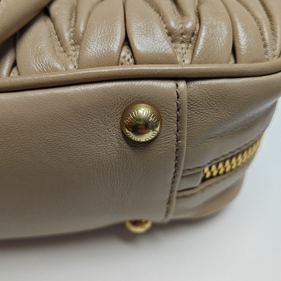 Arcadie Matelassé Large Quilted Lambskin Beige