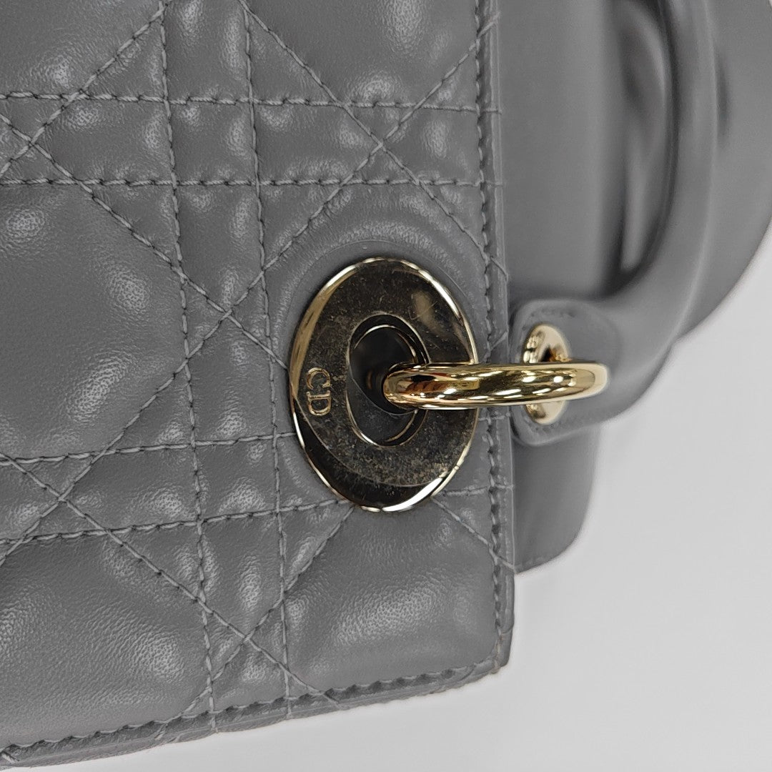 Lady Dior Small Cannage Lambskin Gray