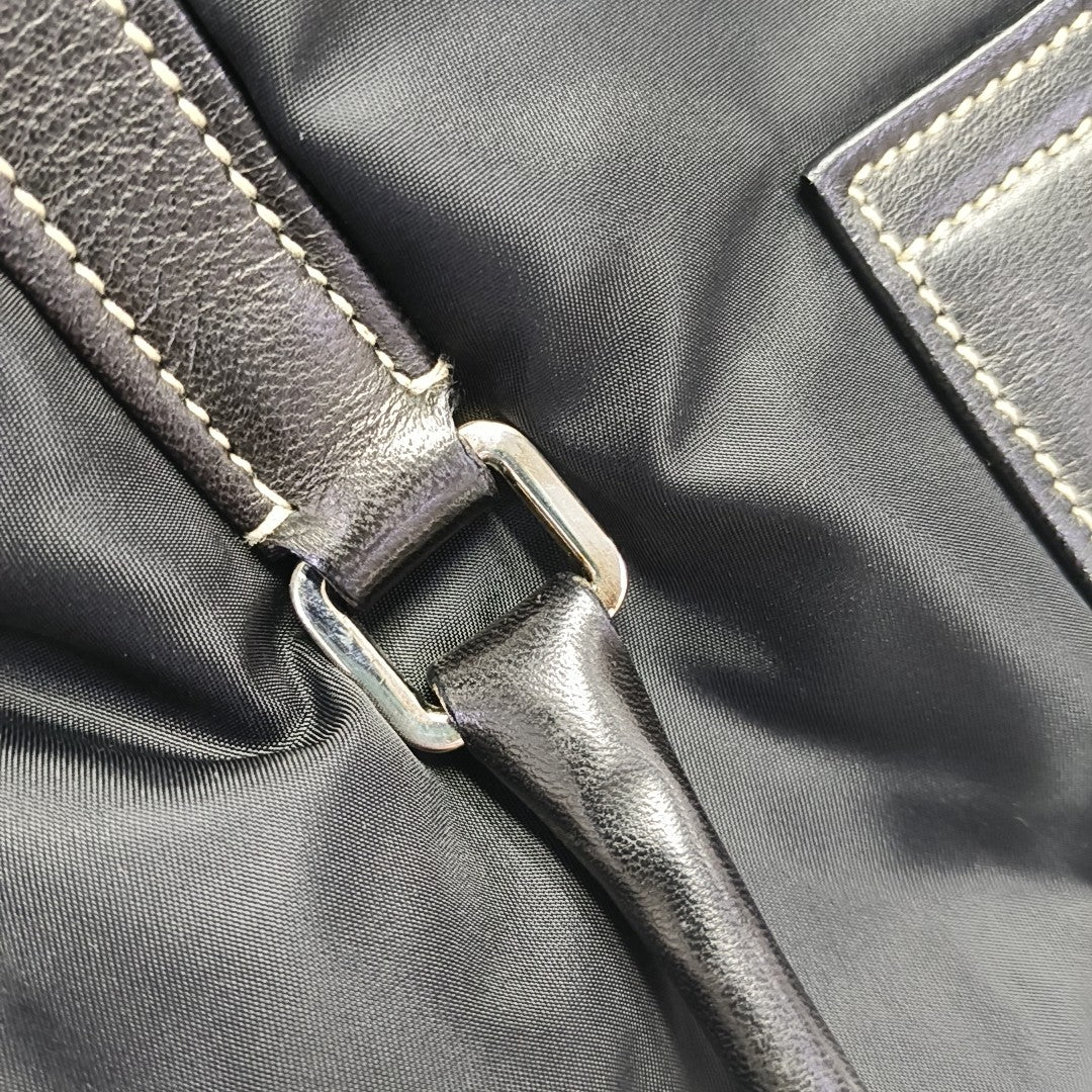 Quilted Nylon Top Handle Bag Black