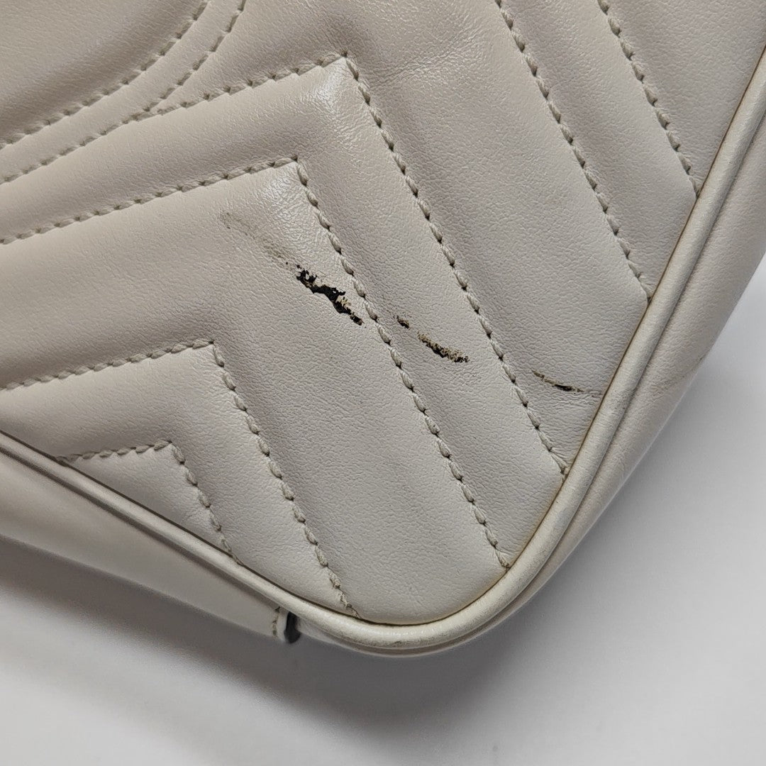 GG Marmont Small Quilted Calfskin White