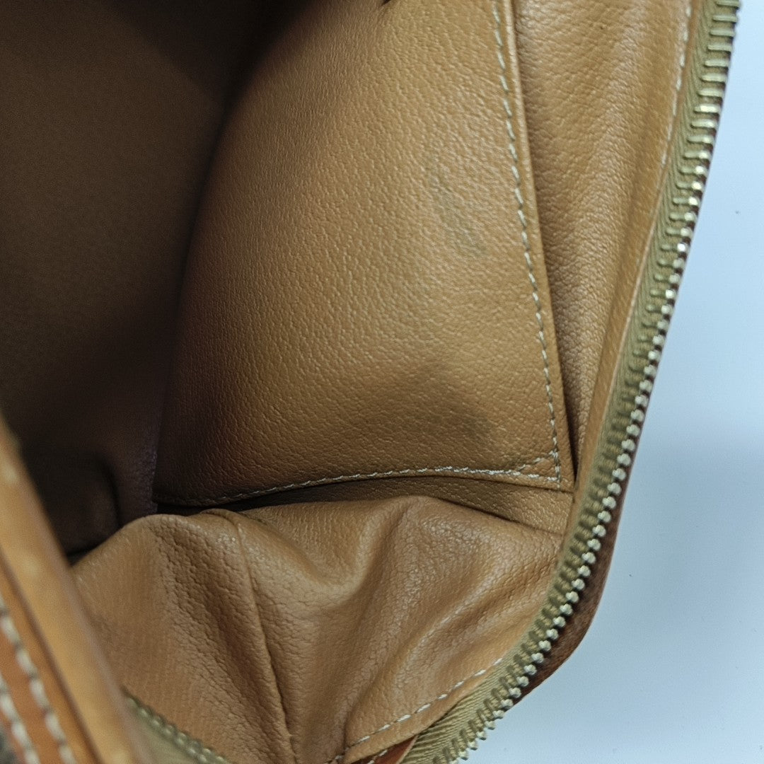 Coated Canvas Clutch Brown