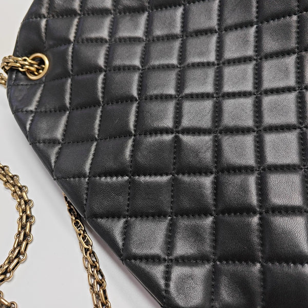JUST MADEMOISELLE Large Quilted Lambskin Black