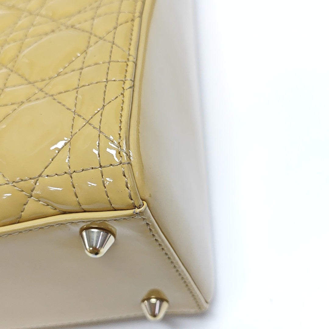 Lady Dior Large Cannage Lambskin Yellow