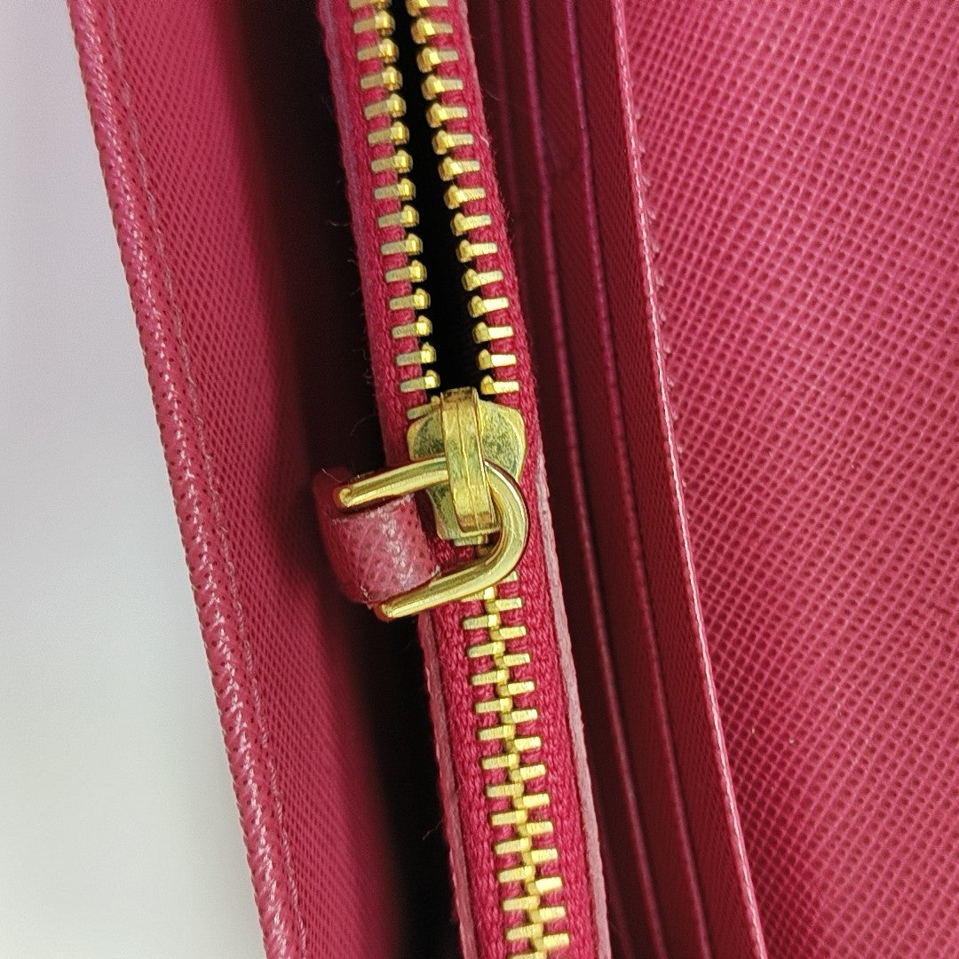 Fold Wallet Saffiano Calfskin Red Wallet