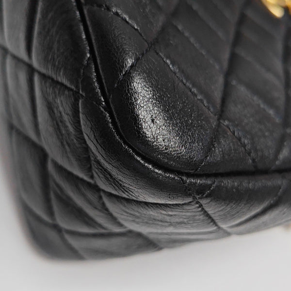 Quilted Lambskin Shoulder Bag Black