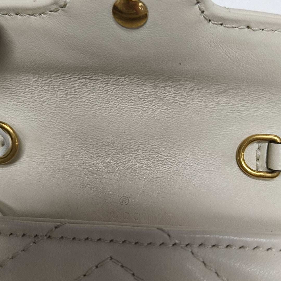 GG Marmont Super Mini Quilted Calfskin White