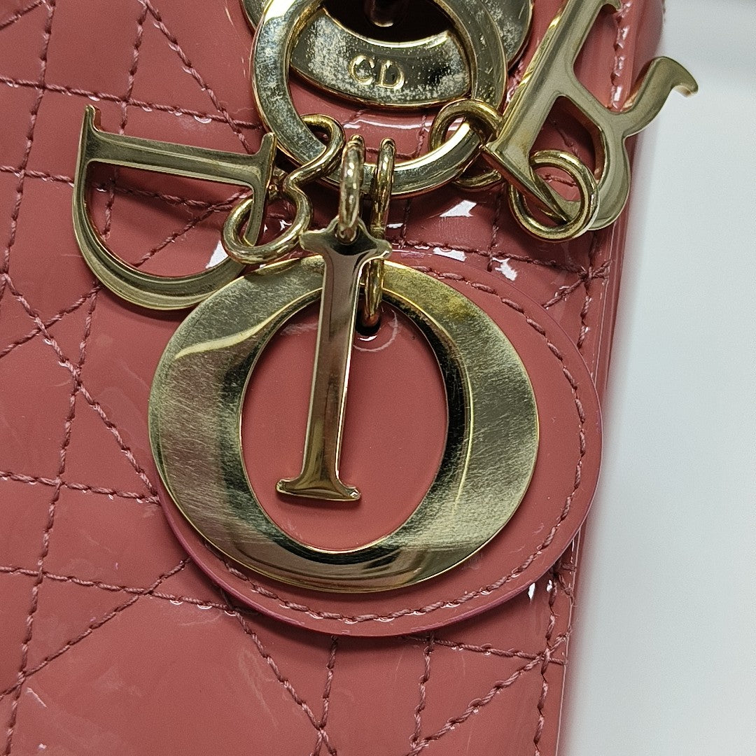 Lady Dior Mini Cannage Patent Leather Pink
