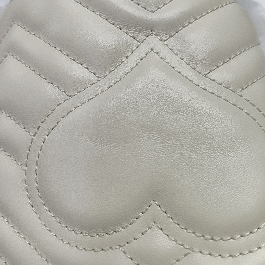 GG Marmont Mini Quilted Calfskin White