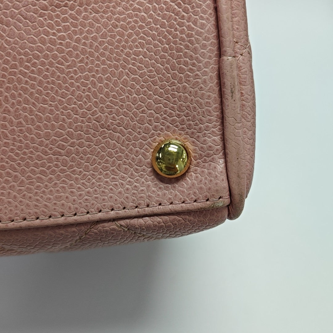BOWLER Quilted Grained Calfskin Pink