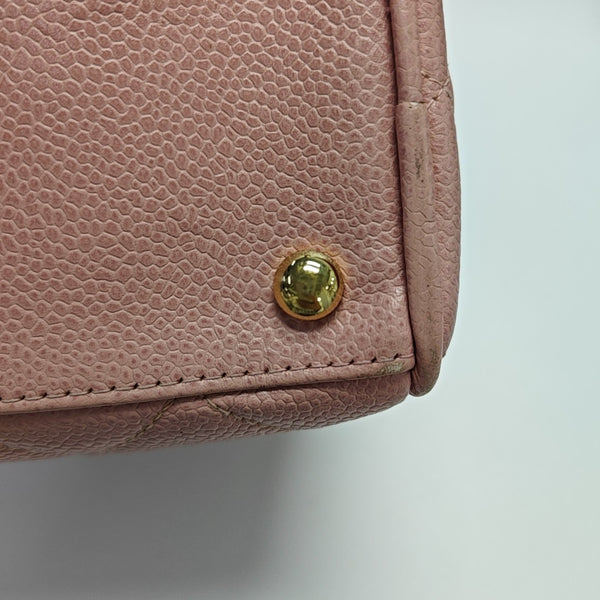 BOWLER Quilted Grained Calfskin Pink