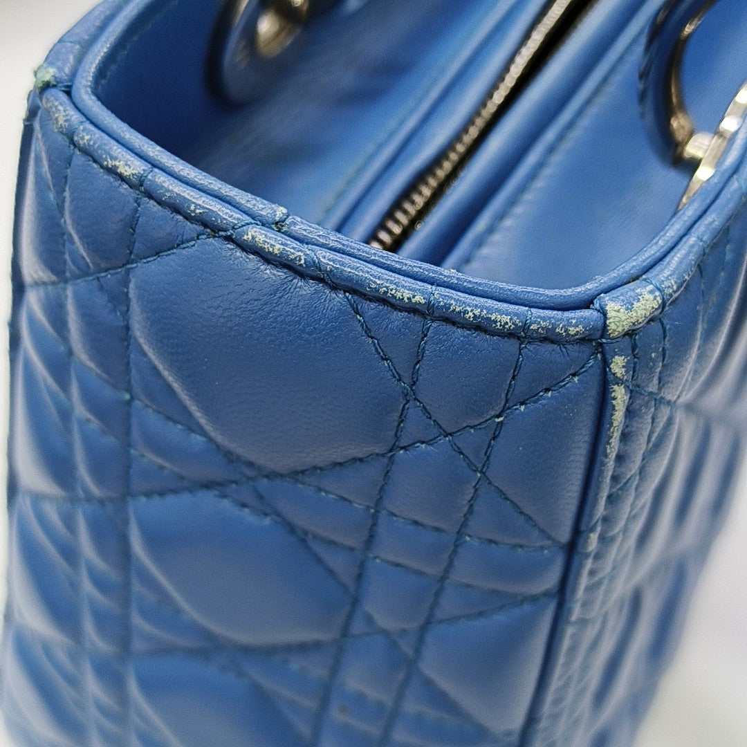 Lady Dior Medium Cannage Lambskin Blue