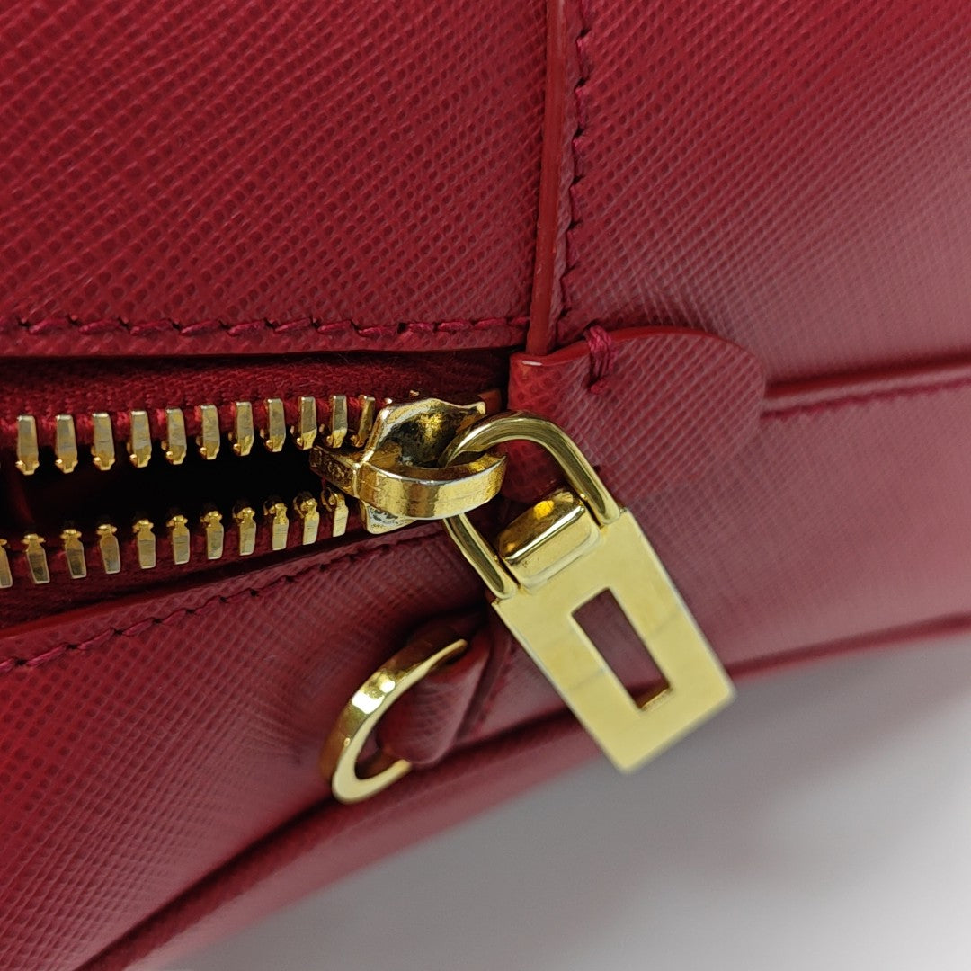 Saffiano Calfskin Shoulder Bag Red