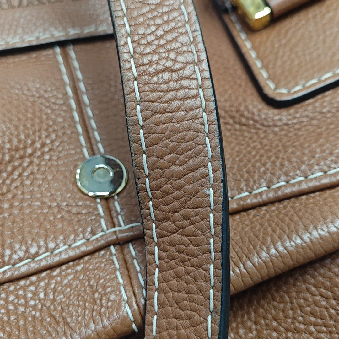 Calfskin Top Handle Bag Brown