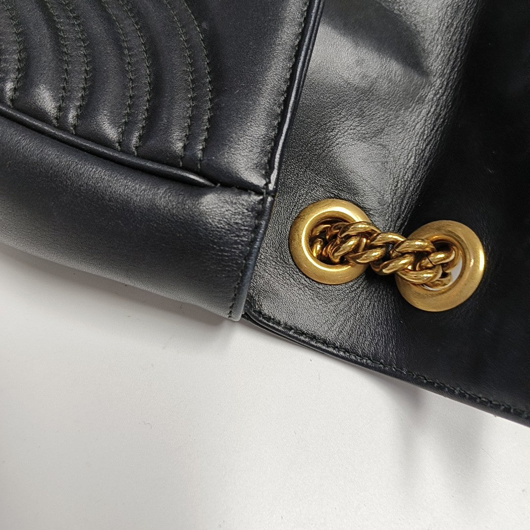 GG Marmont Small Quilted Calfskin Black